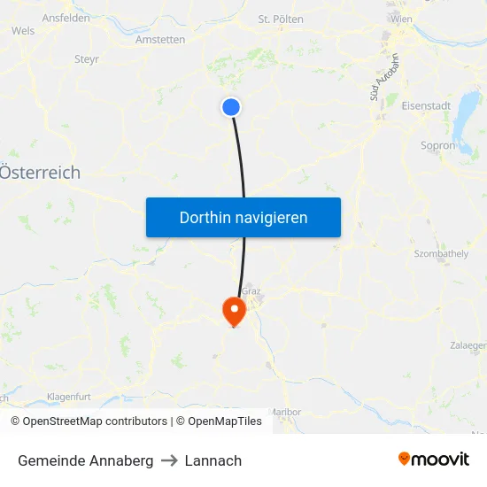Gemeinde Annaberg to Lannach map