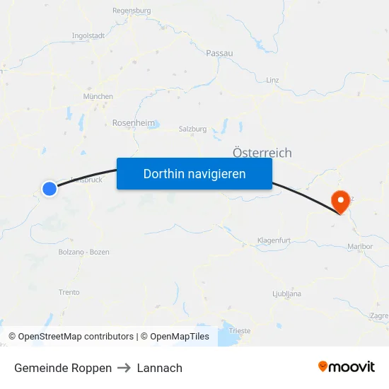 Gemeinde Roppen to Lannach map