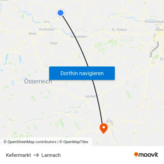 Kefermarkt to Lannach map