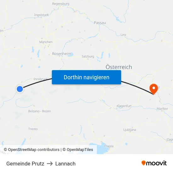 Gemeinde Prutz to Lannach map