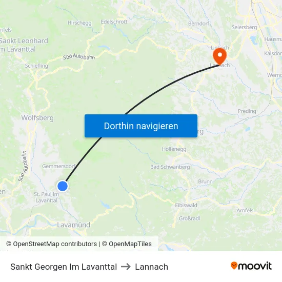 Sankt Georgen Im Lavanttal to Lannach map