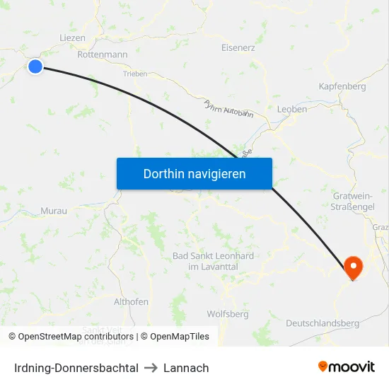 Irdning-Donnersbachtal to Lannach map