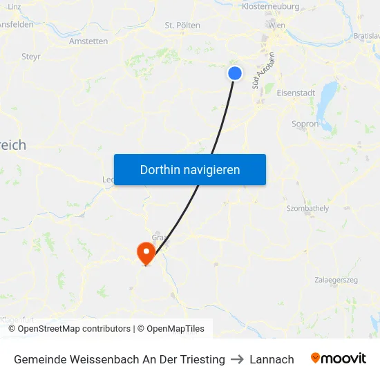 Gemeinde Weissenbach An Der Triesting to Lannach map