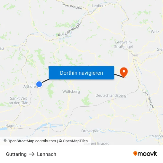 Guttaring to Lannach map