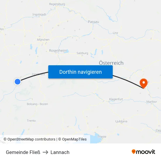 Gemeinde Fließ to Lannach map