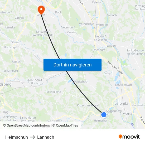 Heimschuh to Lannach map