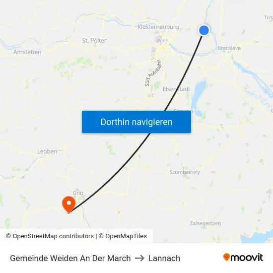 Gemeinde Weiden An Der March to Lannach map
