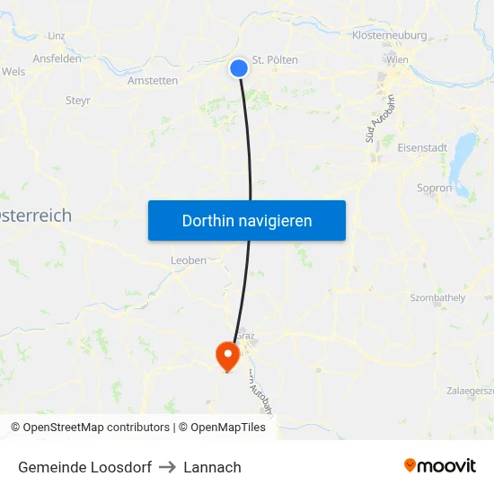 Gemeinde Loosdorf to Lannach map