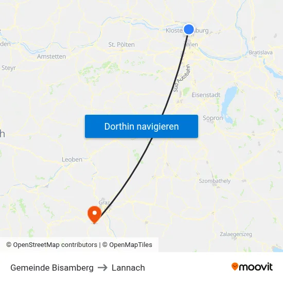 Gemeinde Bisamberg to Lannach map
