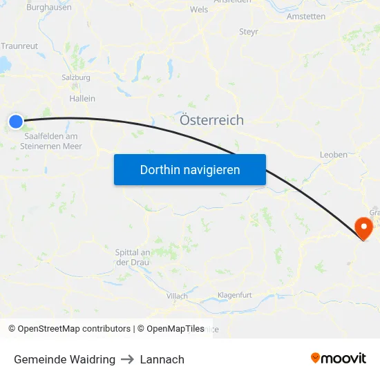 Gemeinde Waidring to Lannach map