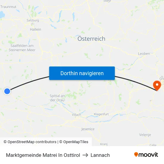 Marktgemeinde Matrei In Osttirol to Lannach map