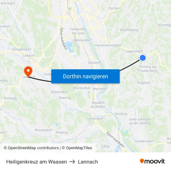 Heiligenkreuz am Waasen to Lannach map