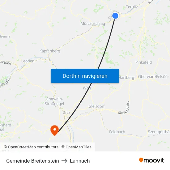 Gemeinde Breitenstein to Lannach map