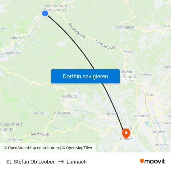 St. Stefan Ob Leoben to Lannach map