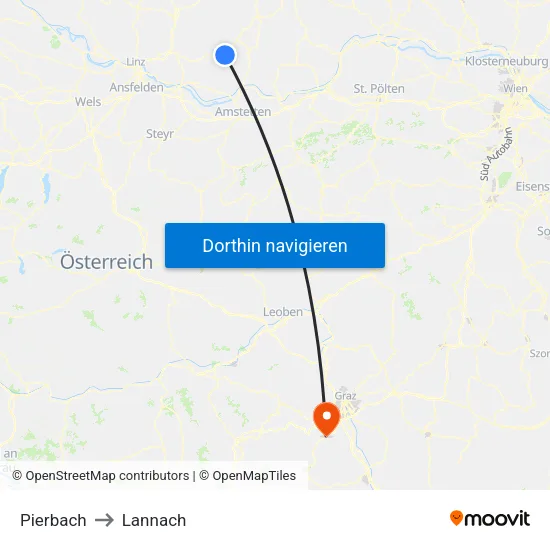 Pierbach to Lannach map