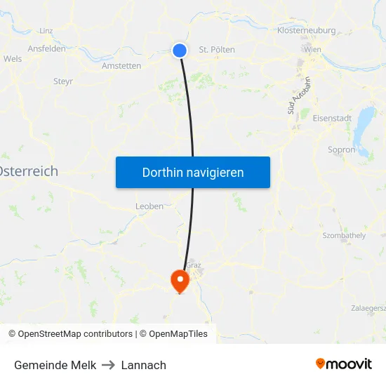Gemeinde Melk to Lannach map