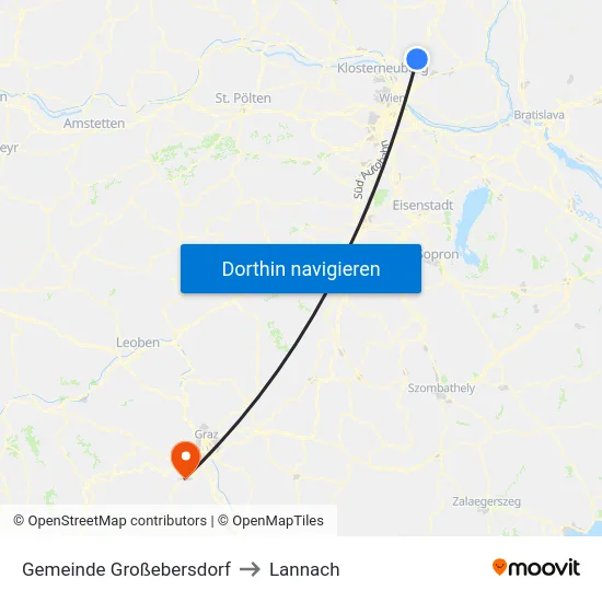 Gemeinde Großebersdorf to Lannach map