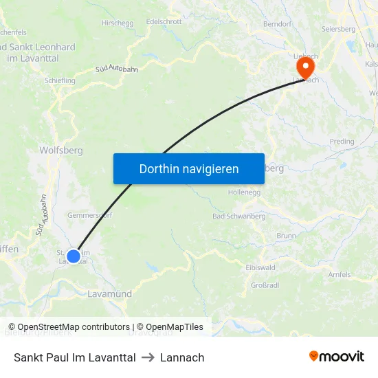 Sankt Paul Im Lavanttal to Lannach map