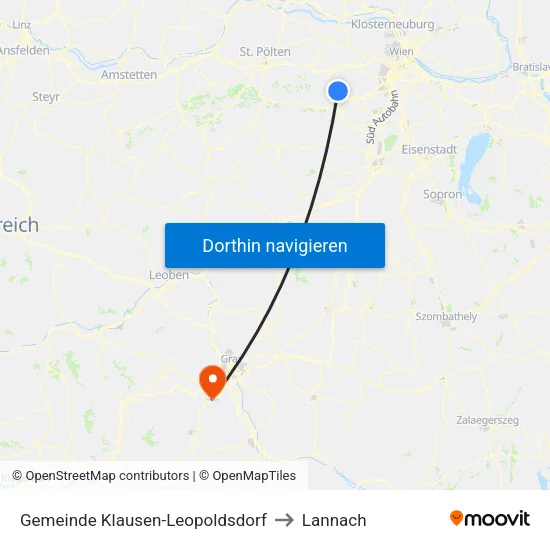 Gemeinde Klausen-Leopoldsdorf to Lannach map