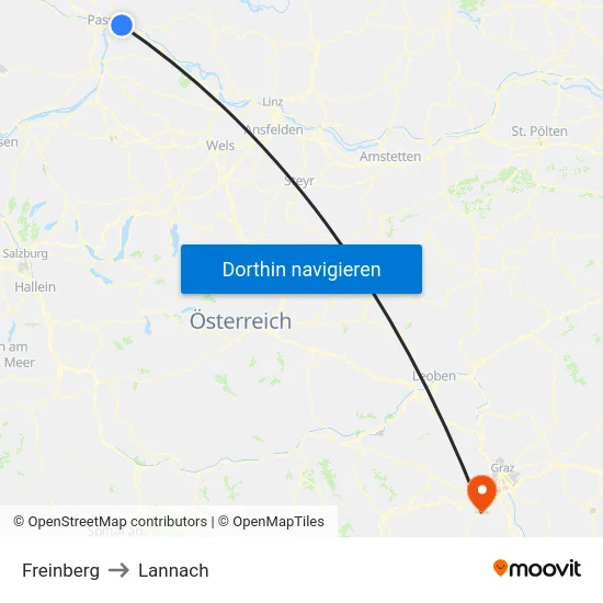 Freinberg to Lannach map