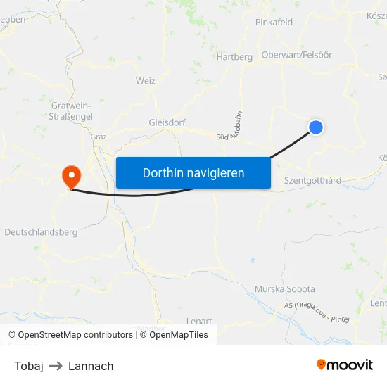 Tobaj to Lannach map