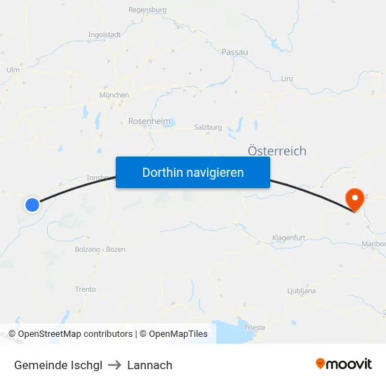 Gemeinde Ischgl to Lannach map