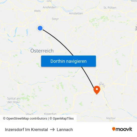 Inzersdorf Im Kremstal to Lannach map