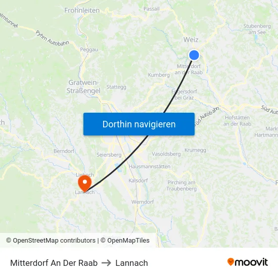 Mitterdorf An Der Raab to Lannach map