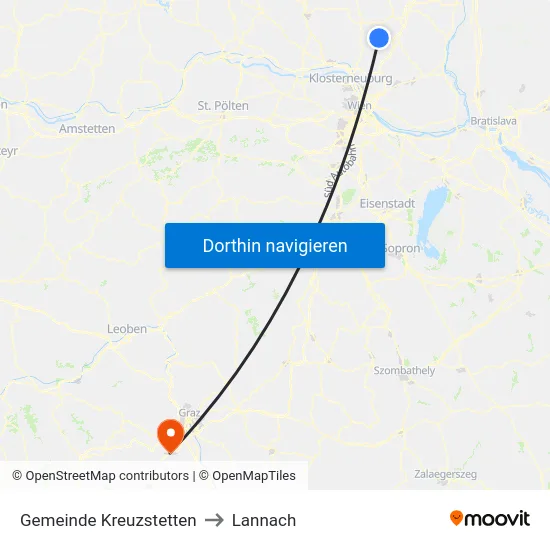 Gemeinde Kreuzstetten to Lannach map