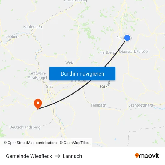 Gemeinde Wiesfleck to Lannach map