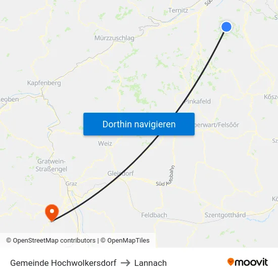 Gemeinde Hochwolkersdorf to Lannach map