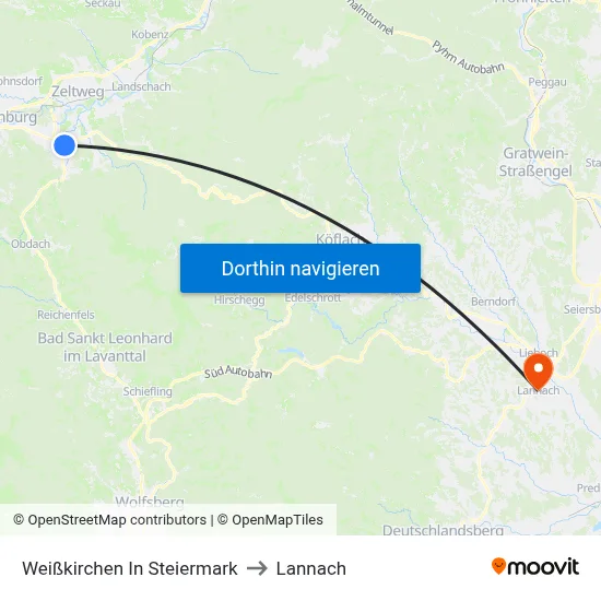 Weißkirchen In Steiermark to Lannach map