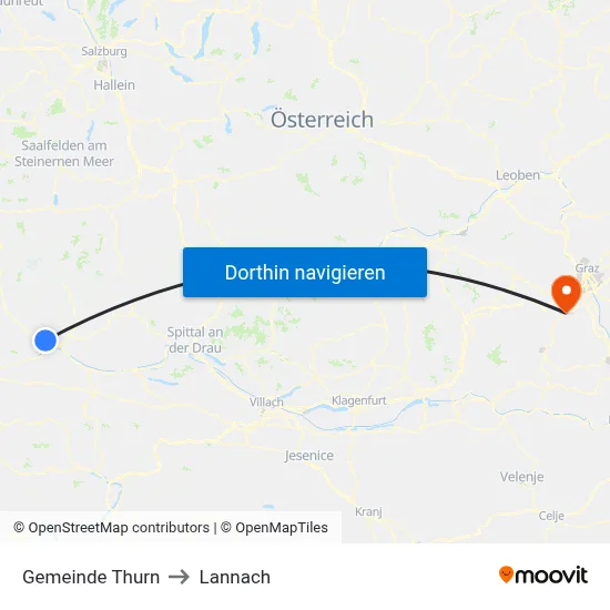 Gemeinde Thurn to Lannach map