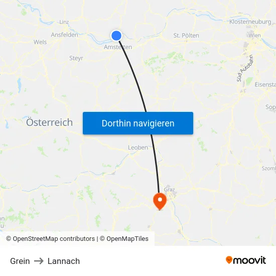 Grein to Lannach map
