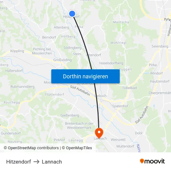 Hitzendorf to Lannach map