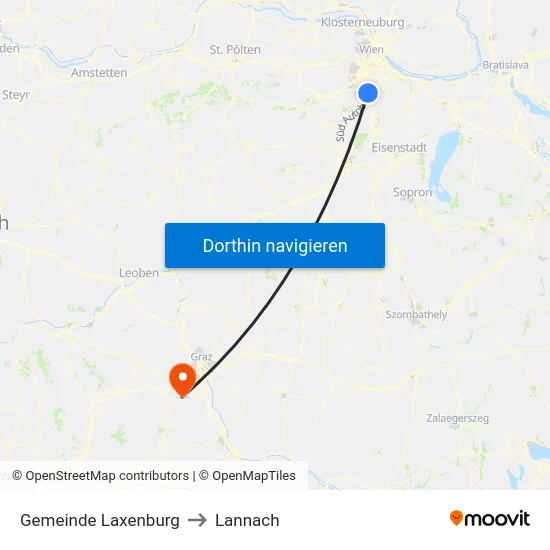 Gemeinde Laxenburg to Lannach map