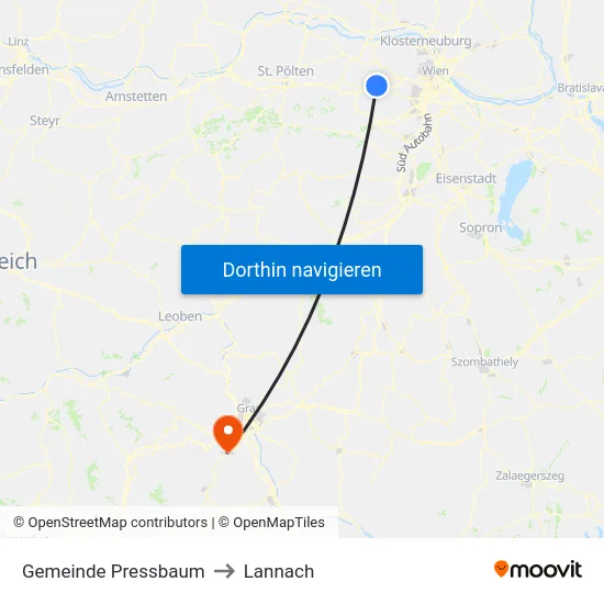 Gemeinde Pressbaum to Lannach map