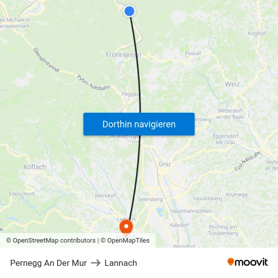 Pernegg An Der Mur to Lannach map