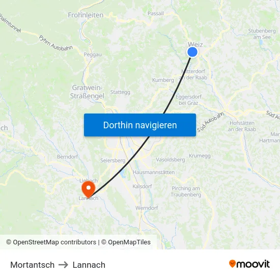 Mortantsch to Lannach map