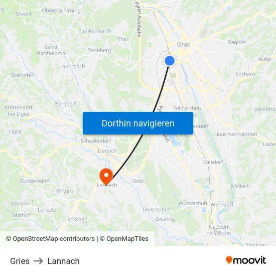 Gries to Lannach map