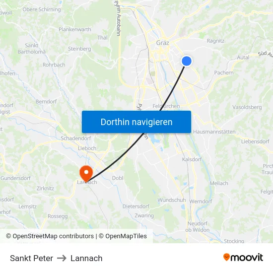 Sankt Peter to Lannach map