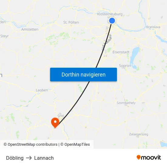 Döbling to Lannach map