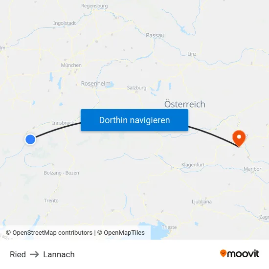 Ried to Lannach map