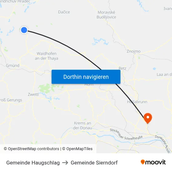 Gemeinde Haugschlag to Gemeinde Sierndorf map