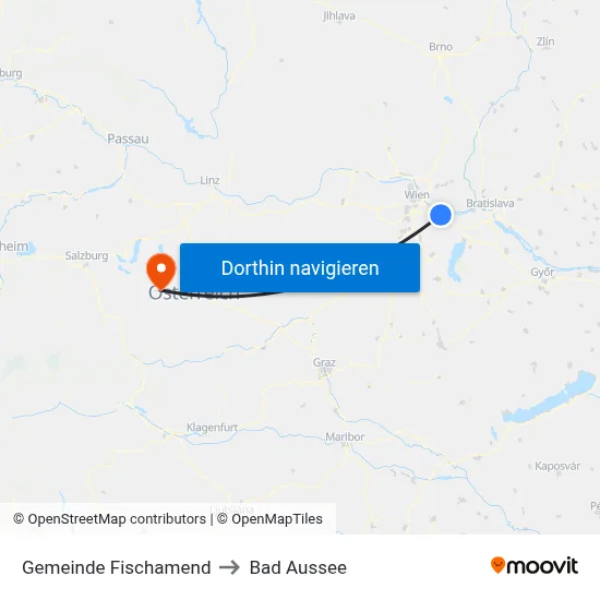 Gemeinde Fischamend to Bad Aussee map