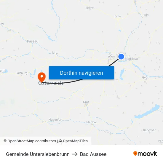 Gemeinde Untersiebenbrunn to Bad Aussee map