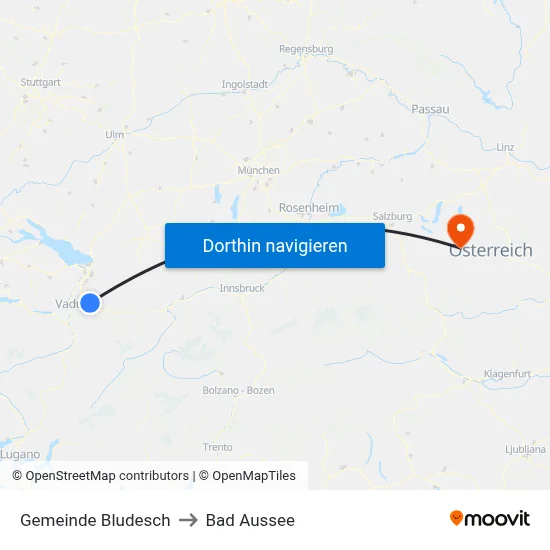 Gemeinde Bludesch to Bad Aussee map