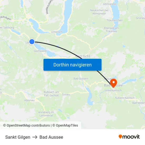 Sankt Gilgen to Bad Aussee map