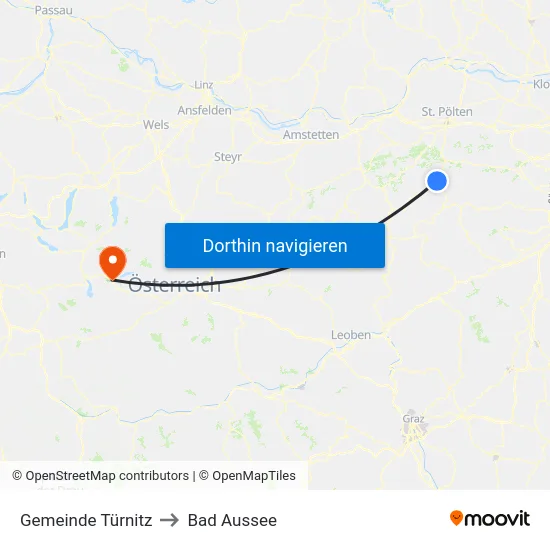 Gemeinde Türnitz to Bad Aussee map