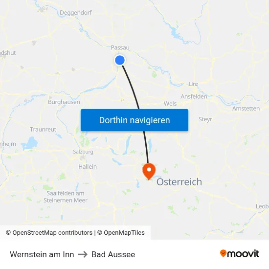 Wernstein am Inn to Bad Aussee map
